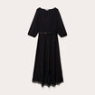 Robe longue &eacute;vas&eacute;e col v dentelle noir femme