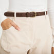 Pantalon barrel ceinture amovible ecru femme