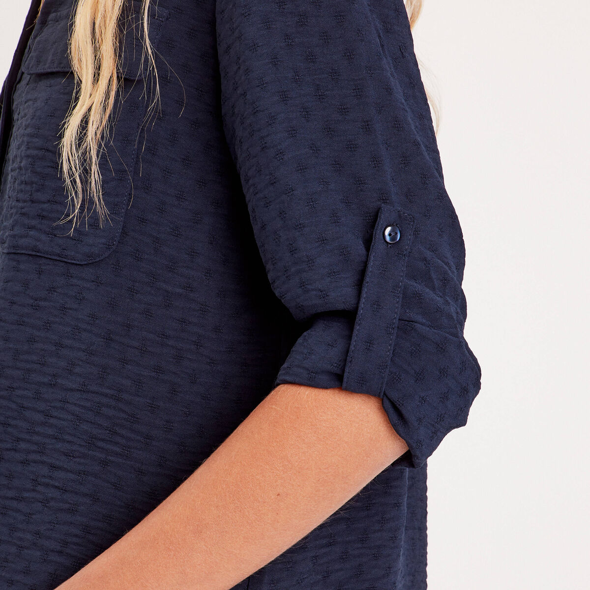 Chemise manches longues bleu marine femme