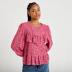 Blouse en dentelle manches longues vieux rose femme