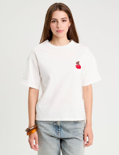 T-shirt manches courtes ecru femme