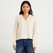 Blouse ample pliss&eacute;e manches longues ecru femme