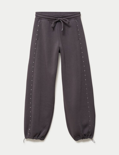 Jegging taille basse d&eacute;tails clout&eacute;s gris fonc&eacute; femme
