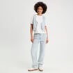 Veston sans manches en jean bleu gris femme