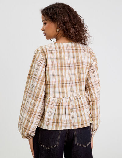 Blouse manches longues camel femme