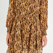 Robe droite col en V marron femme