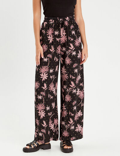 Pantalon large fluide noir femme
