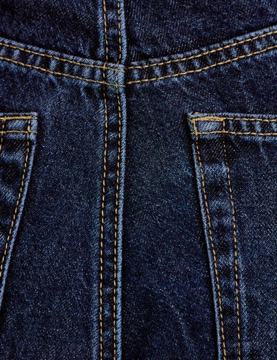 Jean wide leg taille haute Petite denim blue black femme