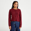 Gilet boutonn&eacute; manches longues rouge fonc&eacute; femme