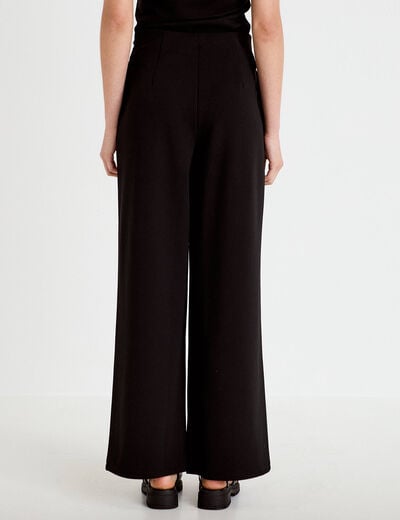 Pantalon large avec ceinture &agrave; bijou noir femme