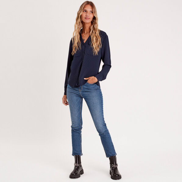 chemise manches longues bleu marine femme Chemise manches longues bleu marine femme