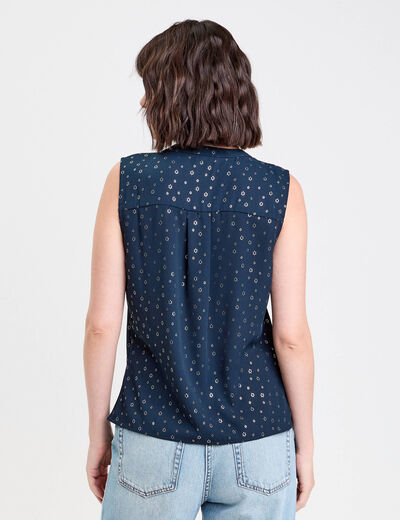 Blouse sans manches bleu marine femme