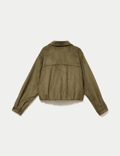 Veste effet boule oversize cropped vert kaki femme