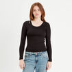 T-shirt manches longues 2-en-1 noir femme
