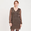 Robe droite plissée noir femme