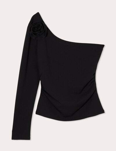 T-shirt asymétrique noir femme