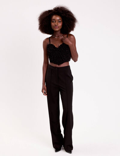 Crop top volants noir femme