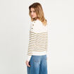 Pull manches longues col en V vert olive femme