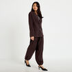Pantalon bouffant taille standard marron femme