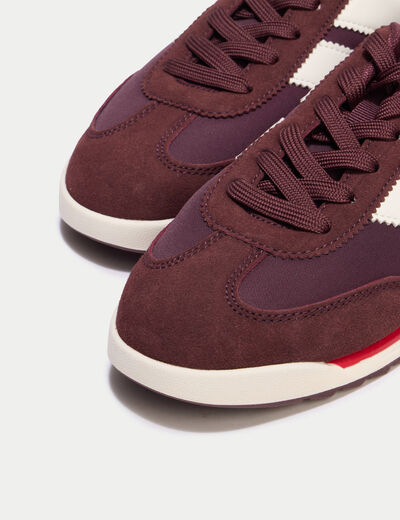 Basket aspect daim bordeaux femme
