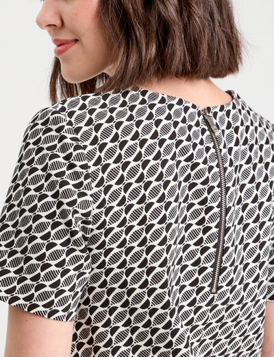 Robe droite manches courtes noir femme