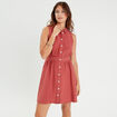 Robe chemise patineuse vieux rose femme