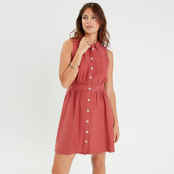 Robe chemise patineuse vieux rose femme