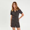 Combishort ceinturée zippée gris femme
