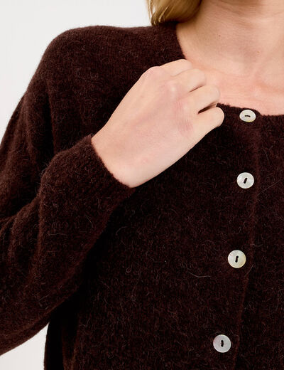 Gilet manches longues marron fonc&eacute; femme