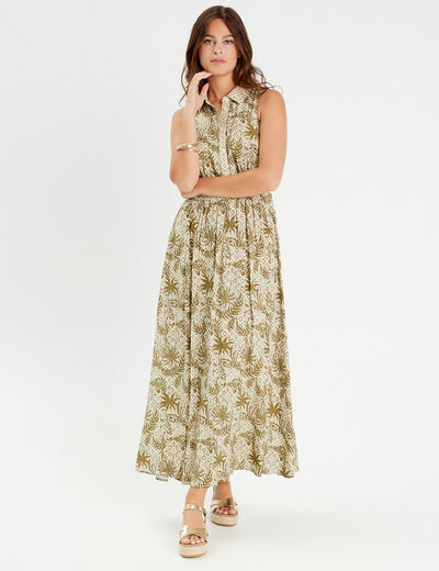 Robe longue sans manches blanc femme