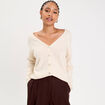 Gilet boutonn&eacute; avec col en V sable femme