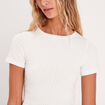 T-shirt cintré cropped ecru femme