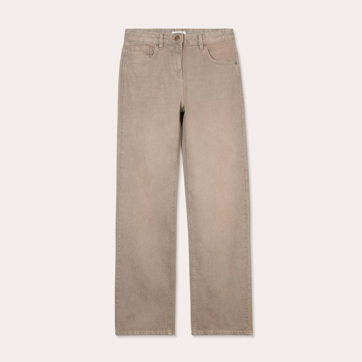 Jeans droit 5 poches marron cognac femme
