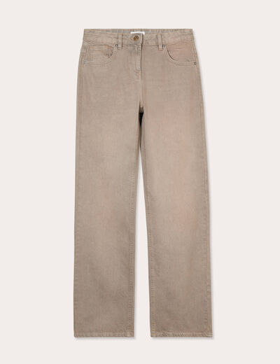 Jeans droit 5 poches marron cognac femme