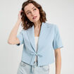 Veste blazer manches courtes bleu clair femme