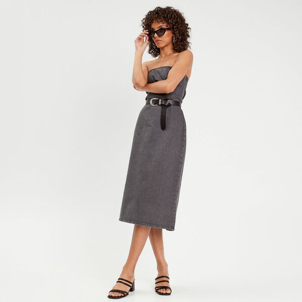 robe bustier moulante en jean denim gris femme Robe bustier moulante en jean denim gris femme