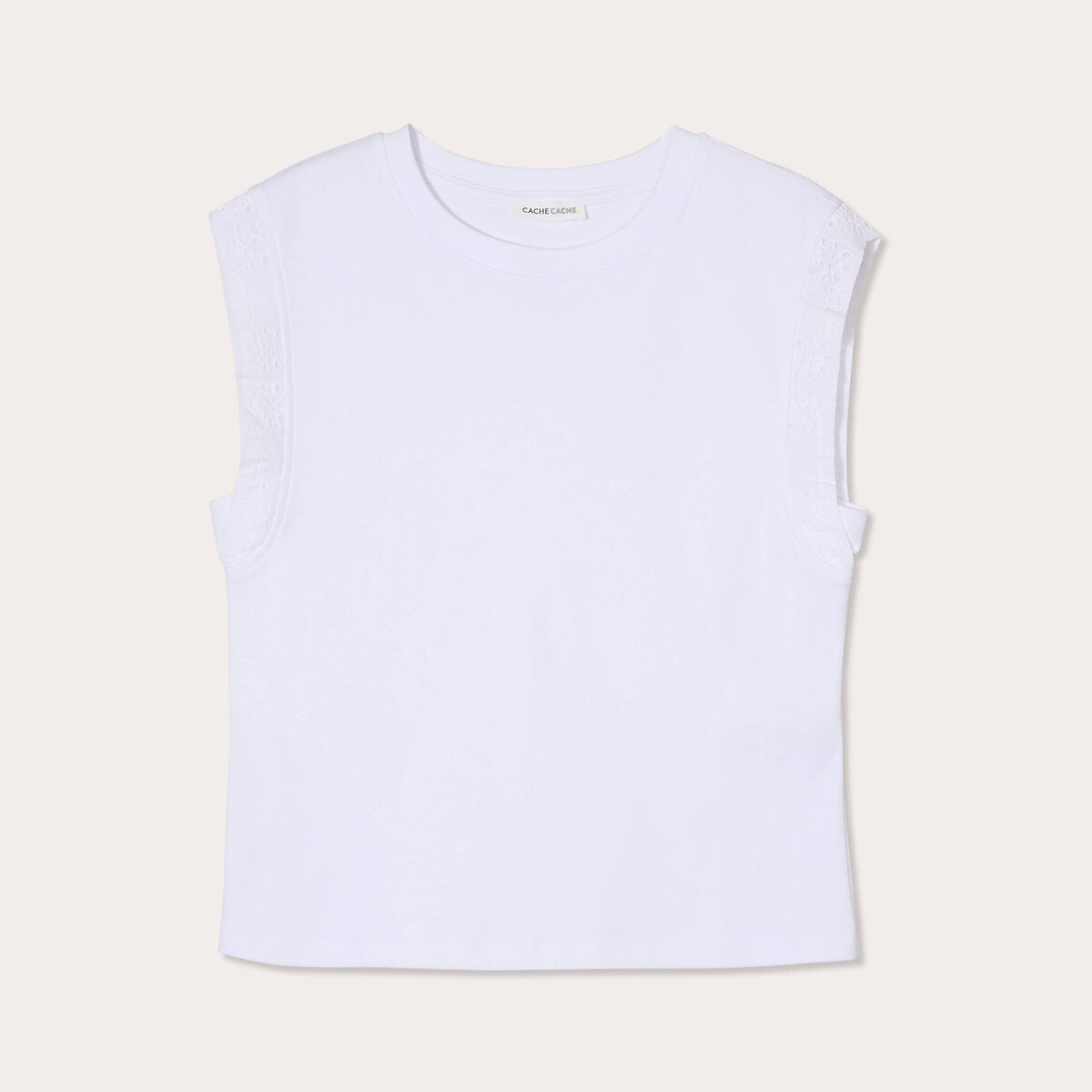Débardeur détails brodés blanc femme
