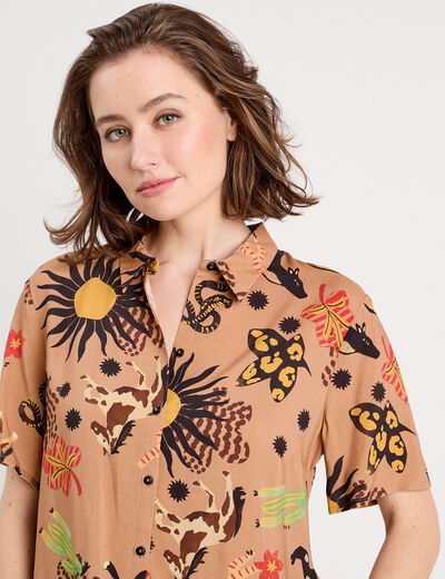Chemise manches courtes marron foncé femme