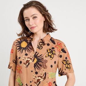 chemise manches courtes marron fonce femme Chemise manches courtes marron foncé femme