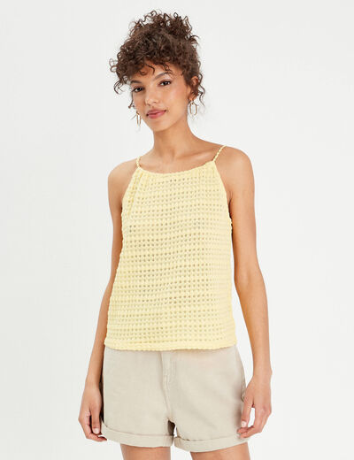 Débardeur bretelles tressées jaune clair femme