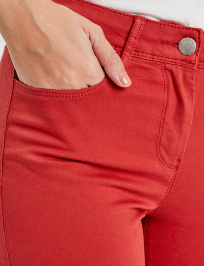 Jeans slim 5 poches rouge femme