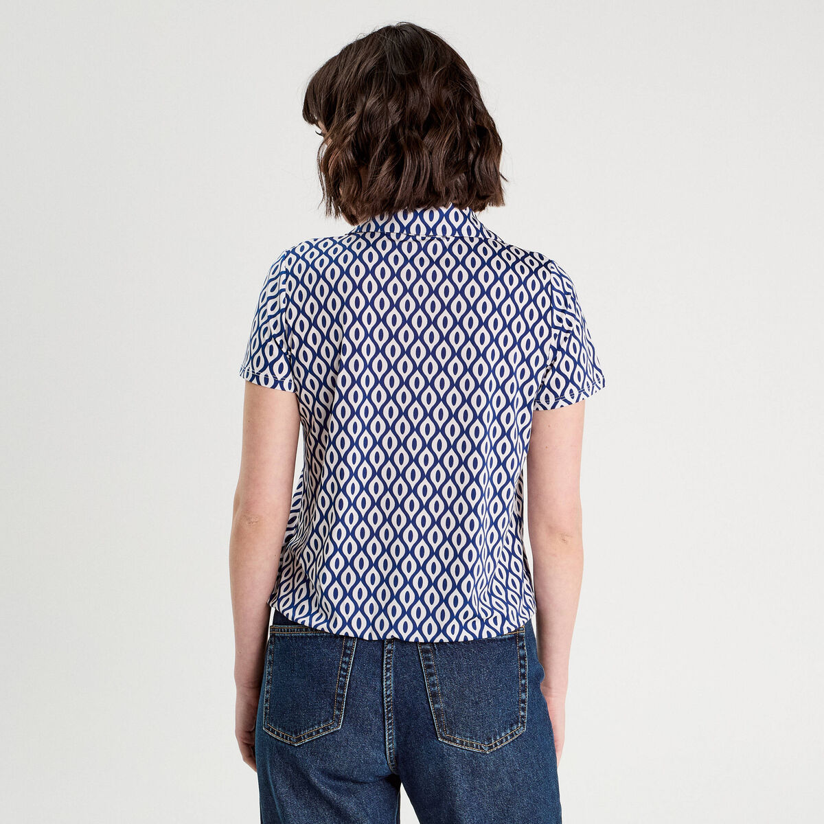 Blouse manches courtes bleu electrique femme