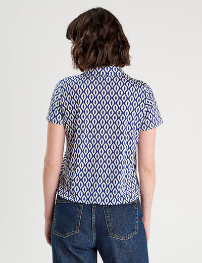 Blouse manches courtes bleu electrique femme