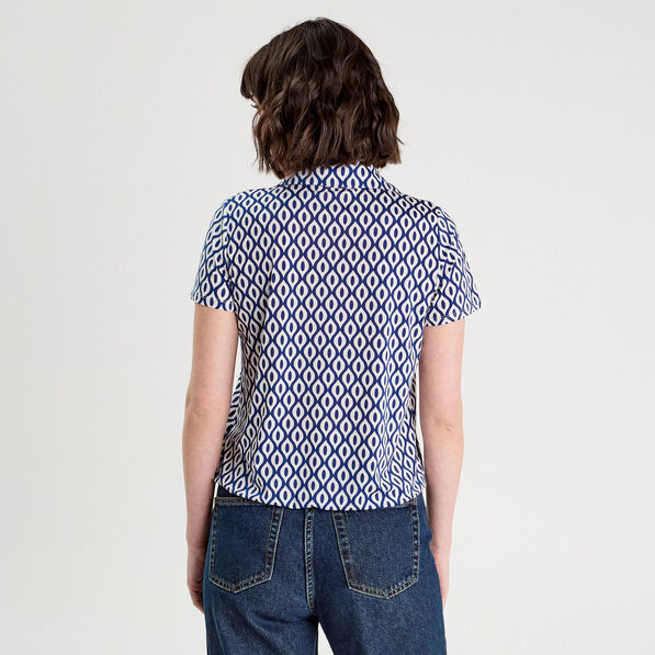 Blouse manches courtes bleu electrique femme