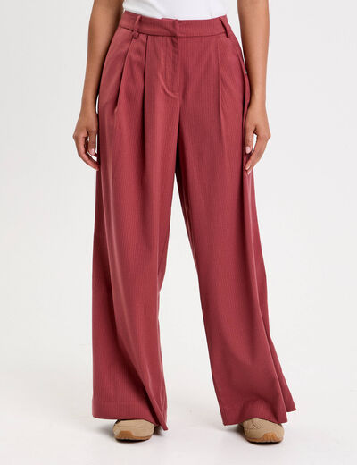 Pantalon large rouge fonc&eacute; femme