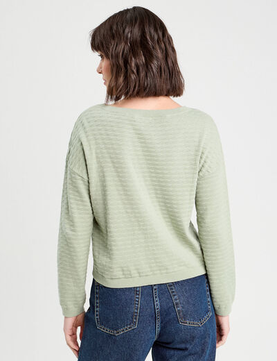 Pull col bateau vert pastel femme