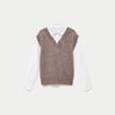 Pull chemise 2-en-1 taupe femme