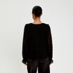 Blouse droite courte manches longues noir femme