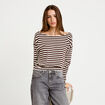 T-shirt col bateau manches longues blanc femme