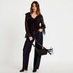 Blouse col claudine bas resserr&eacute; noir femme